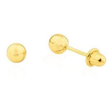 Brinco Infantil Ouro 18k Bola 3 Mm Bebe Ou 2 Furo Adulto