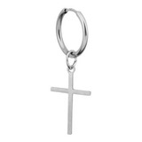Brinco Longo Masculino Punk Crucifixo Cruz Em Aço Inox Argola Par Unissex