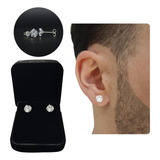 Brinco Masculino De Prata Pura 925 Diamante Sintético 7mm