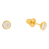 Brinco Ouro Infantil 18k Pedra 3mm Recem Nascido Bebe 2 Furo