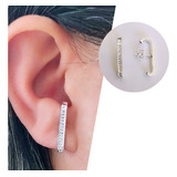 Brinco Piercing Ear Hook Banhado A Prata 925 Antialérgico