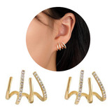 Brinco Quatro Pontas Ear Cuff Folhado