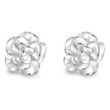 Brincos De Flor Rosa De Prata Pura S999 1 K2
