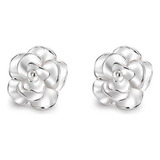 Brincos De Flor Rosa De Prata Pura S999