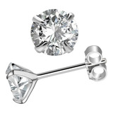 Brincos Prata Masculino Pedra Zircônias Brilhantes De 5 Mm Cor Prateado