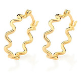 Brincos Rommanel Ondulado Argola Formato Ondas Banhado 526783 320036 Cor Dourado