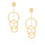 Brincos Rommanel Ouro 18k Com Argolas Entrelaças 525579