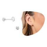 Brincos Zircônia 3mm Bebê Tarracha Baby Infantil Prata 925 