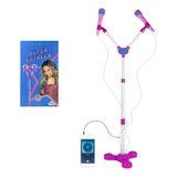 Brinquedo 2 Microfones Com Pedestal Duplo Infantil Luz E Som
