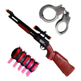 Brinquedo Arma De Pressão Mola Que Atira Dardos Espingarda!