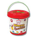 Brinquedo Balde Blocos Escolares Big Star 30 Peças +4 Anos