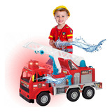Brinquedo Caminhão Bombeiro Fire Resgate Mangueira Sai Água