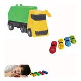 Brinquedo Caminhão Coletor De Lixo + Kit 4 Carrinhos