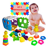  Brinquedo Colorido Educativo Cubo + Patinho Equilibra Baby 
