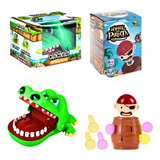 Brinquedo Crocodilo Morde Dedo Jacaré Dentista + Pula Pirata