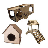 Brinquedo De Hamster Toca Casinha Para Hamsters Kit Com 3