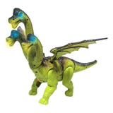 Brinquedo Dinossauro Com 3 Cabeças Anda Põe Ovo C/ Som E Luz