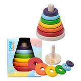 Brinquedo Educativo Bebe 1ano Torre De Encaixe Donuts