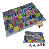 Brinquedo Educativo Em Madeira 3x1 Alfabeto Números E Formas