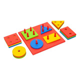 Brinquedo Educativo Pedagógico Montessori Formas Geométricas Cor Colorido