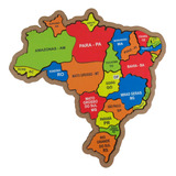 Brinquedo Educativo Quebra Cabeça Mapa Brasil Encaixe Mdf