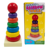 Brinquedo Educativo Torre Rainbow Pirâmide Encaixes 8 Peças