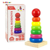 Brinquedo Educativo Torre Rainbow Pirâmide Encaixes