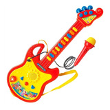 Brinquedo Guitarra Infantil Com Microfone Som
