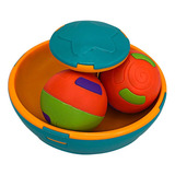 Brinquedo Infantil Pião Gira Ball Com 2 Bolinhas Chocalho Divertido Interativo Colorido Desenho Liso