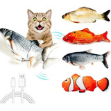 Brinquedo Interativo Gatos Cães Peixe Elétrico Recarregável Cor Azul E Branco