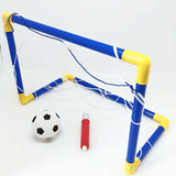 Brinquedo Kit 01 Trave Futebol Bola Bomba Encher Golzinho