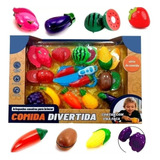 Brinquedo Kit Comidinha 14 Pçs Frutas/vegetais C/corte G