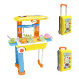 Brinquedo Kit Cozinha Infantil 3 Em 1 Bancada Maleta Chef