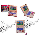 Brinquedo Laptop Infantil Musical Com Som E Luzes Animais Cor Rosa