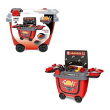 Brinquedo Maleta Ferramenta Bancada Infantil Carrinho 2 Em 1