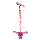 Brinquedo Microfone Infantil C/ Pedestal Rosa