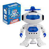 Brinquedo Mini Robô Coptero Que Dança Com Musica E Luz Cor Branco E Azul Personagem Robôcóptero