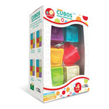 Brinquedo Mordedor Blocos Cubos Coloridos Para Bebê Empilhar Cor Colorido