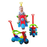 Brinquedo Moto Andador Baby Infantil Com Haste Cor Colorido