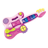 Brinquedo Musical Guitarra Baby Rosa Com Luz 585r - Fenix