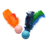 Brinquedo P/ Gato Bolinha Ping Pong Com Pena 10 Unid
