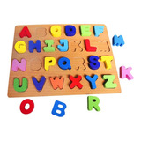 Brinquedo Pedagógico Alfabeto Madeira Colorido Jogo