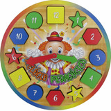Brinquedo Pedagógico Educativo Encaixe Relógio Madeira Mdf