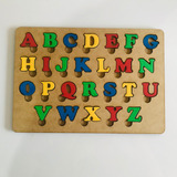 Brinquedo Pedagógico Quebra-cabeça Alfabeto Em Madeira