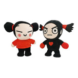 Brinquedo Pelúcia Garu + Pucca Kit C/ 2 Bonecos 30cm Oficial