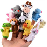 Brinquedo Pelúcia Montessori Fantoche Dedo Kit 10 Animais