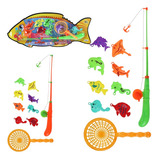 Brinquedo Pescaria Pega Peixe Com Vara Redinha E 8 Peixes 