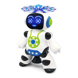 Brinquedo Robô Que Dança Gira Com Luzes Led E Musical