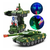 Brinquedo Tanque De Guerra Combate Militar Vira Robô Luz Som