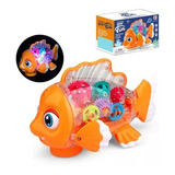 Brinquedo Trem Peixinho Nemo Infantil Luz Som Bate Volta Cor Laranja